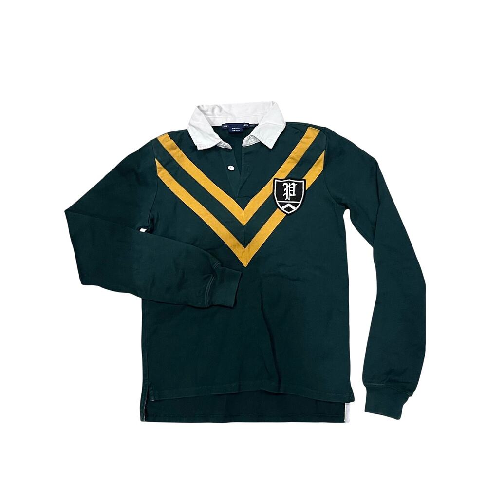 Vintage Archival Polo Ralph Lauren Kangaroo Chevron Crest Rugby Shirt Green S
